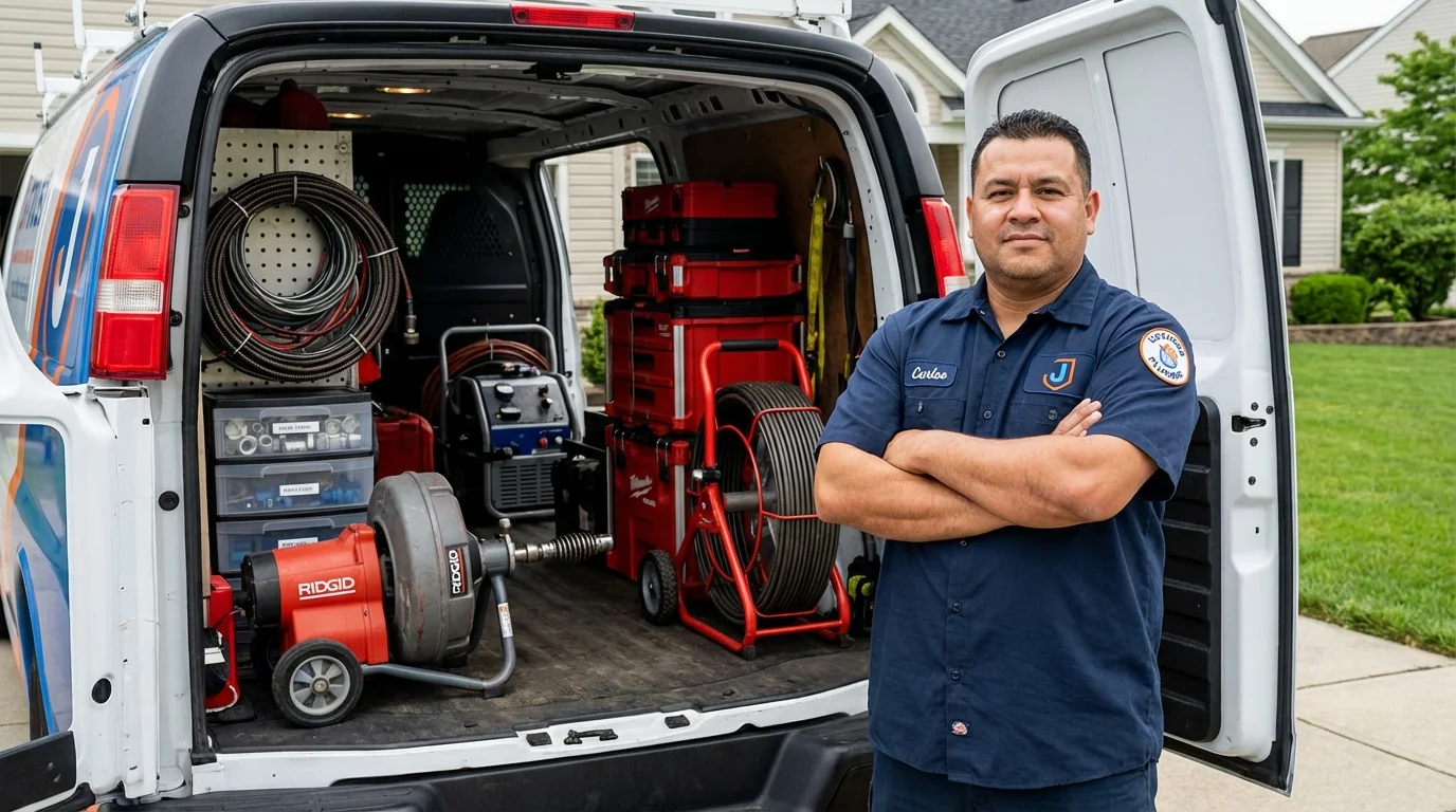Professional drain cleaning equipment and Johns Plumbing LLC plumber in Penn Yan