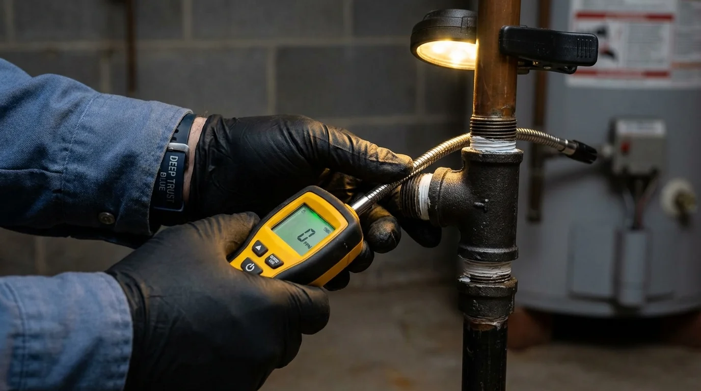 Gas leak detection with electronic sniffer by Johns Plumbing LLC in Penn Yan