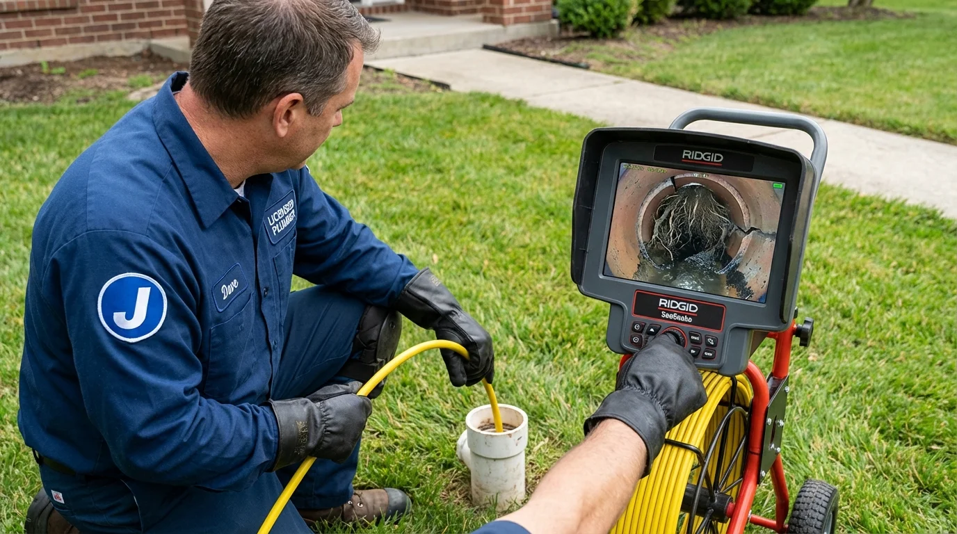 Sewer camera inspection being performed by Johns Plumbing LLC in Penn Yan