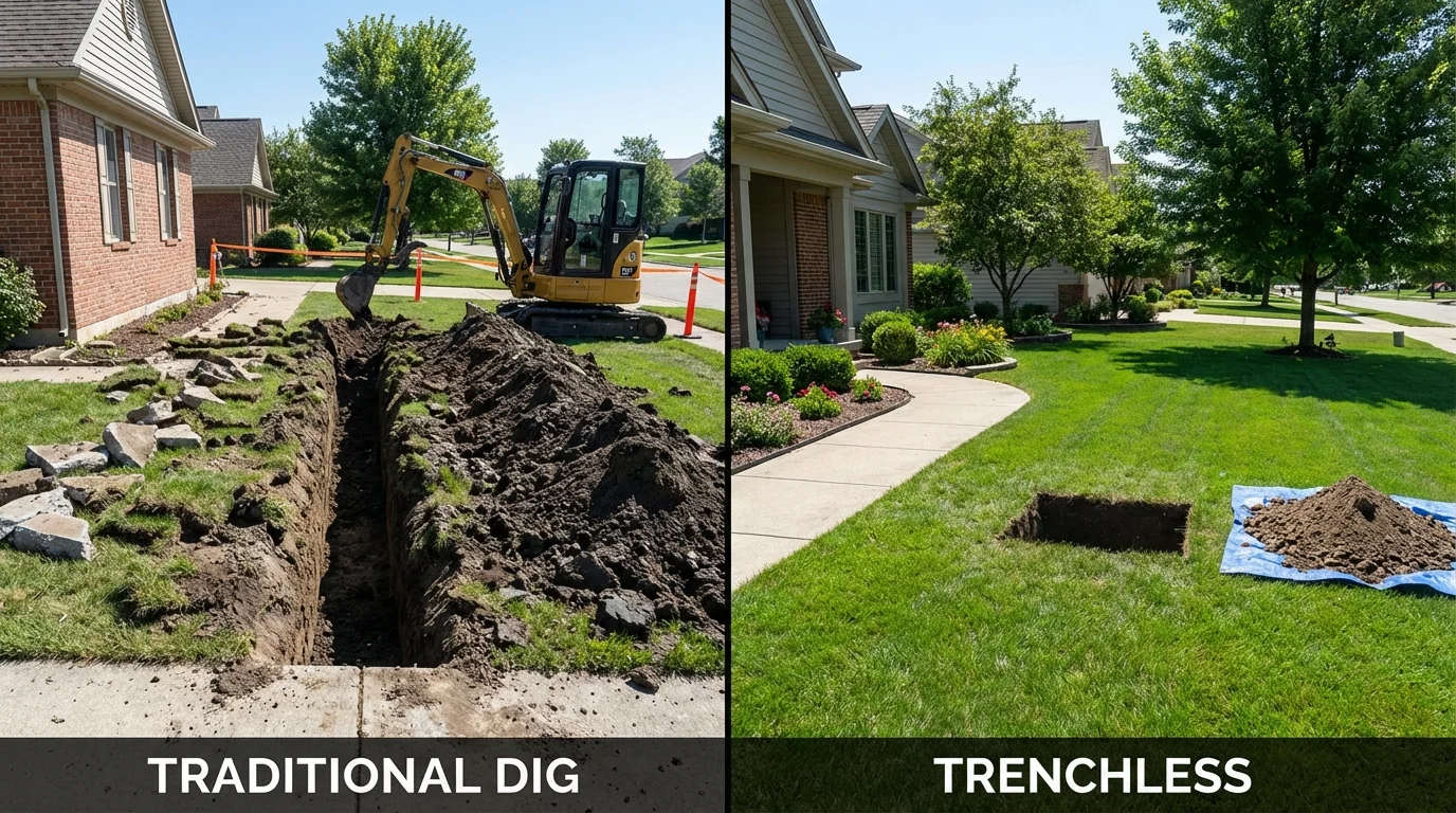 Trenchless sewer repair with minimal yard damage versus traditional excavation in Penn Yan, NY